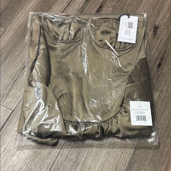 WeWoreWhat Strapless Corset Peplum Maxi Dress Brown 0 - Picture 3 of 10